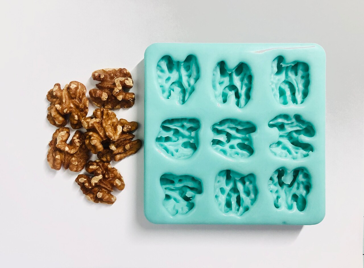 9pc walnuts Shape Silicone Mold | Realistic Food Shape For Soap Embeds | Candle Embeds | Wax Melts Silicone Mold